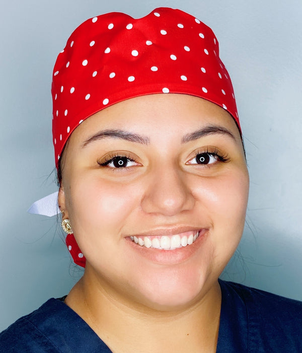 White Polka Dots on Red Ponytail