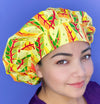 Orange Green Leaves Yellow Floral Bouffant