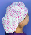 Small Pink Triangles on White Shapes Fancy Bouffant