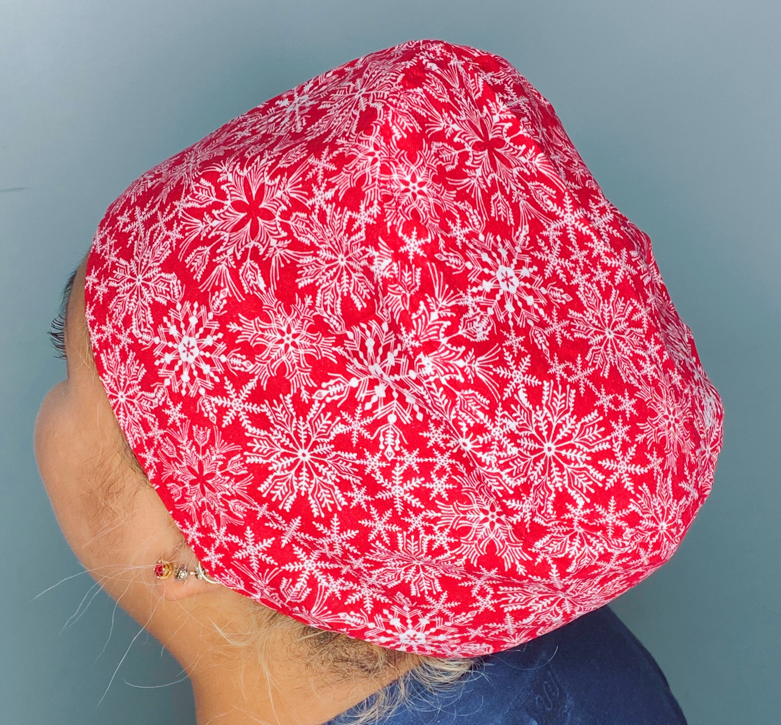 White Snowflakes on Red Glitter Winter/Christmas Euro