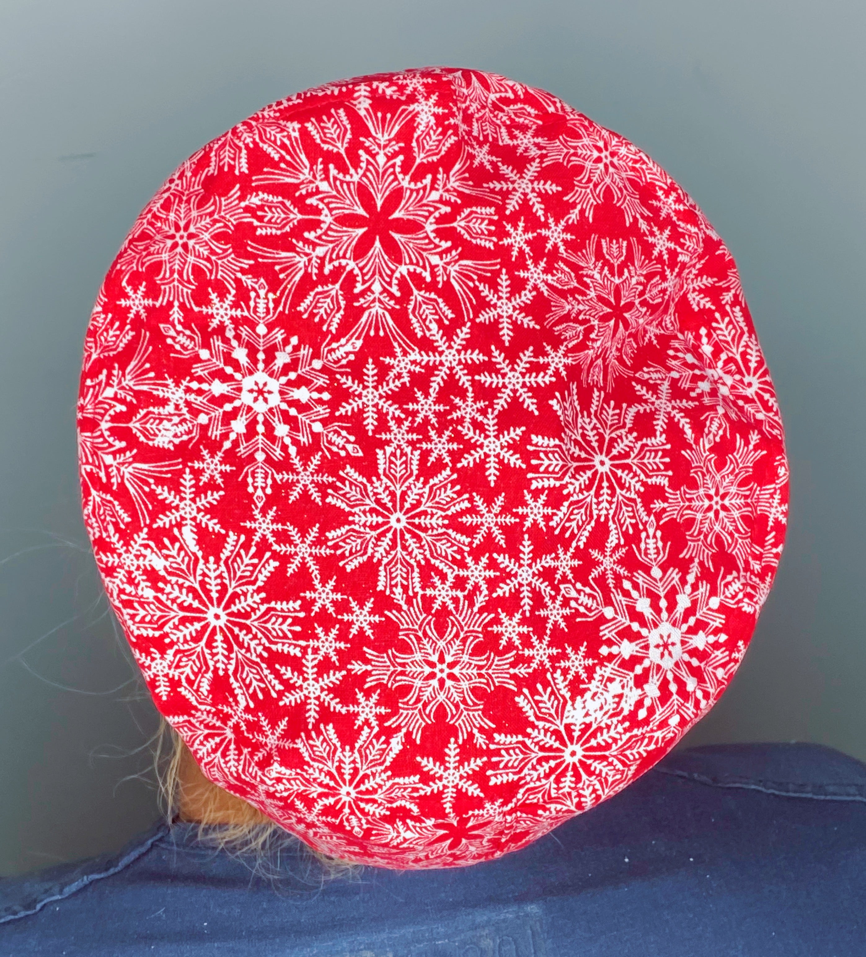 White Snowflakes on Red Glitter Winter/Christmas Euro