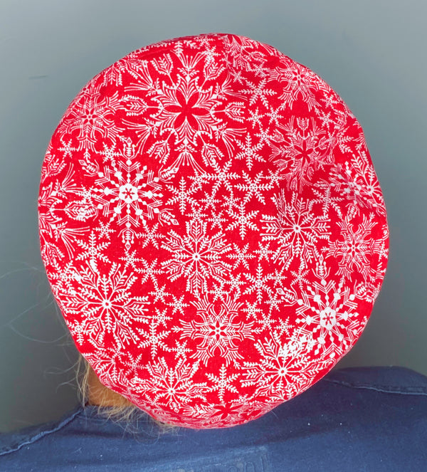 White Snowflakes on Red Glitter Winter/Christmas Euro