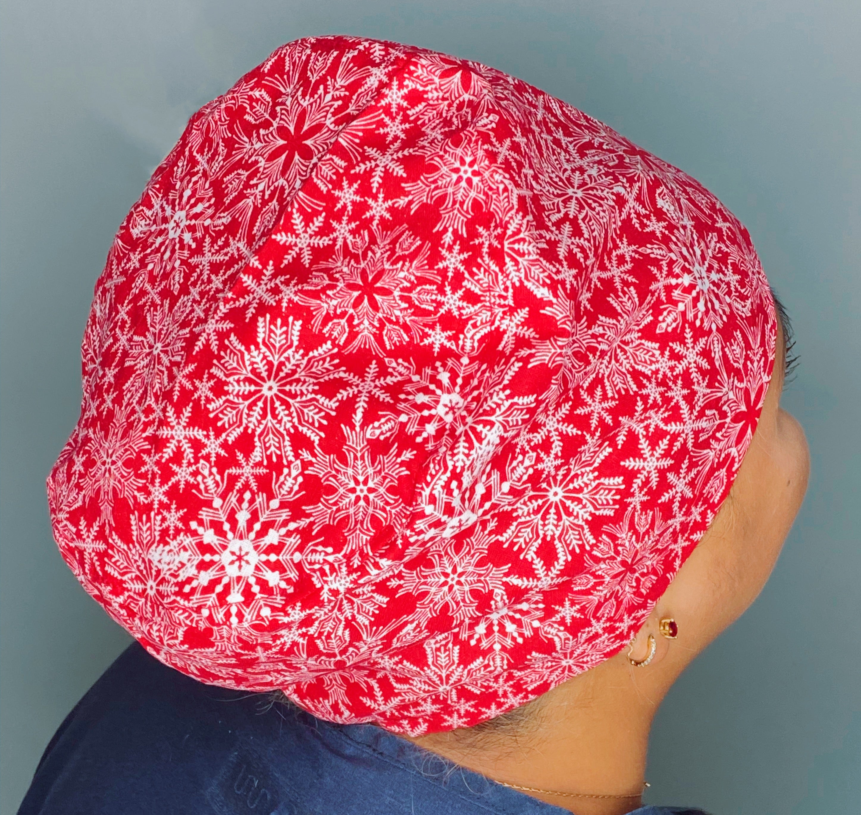 White Snowflakes on Red Glitter Winter/Christmas Euro