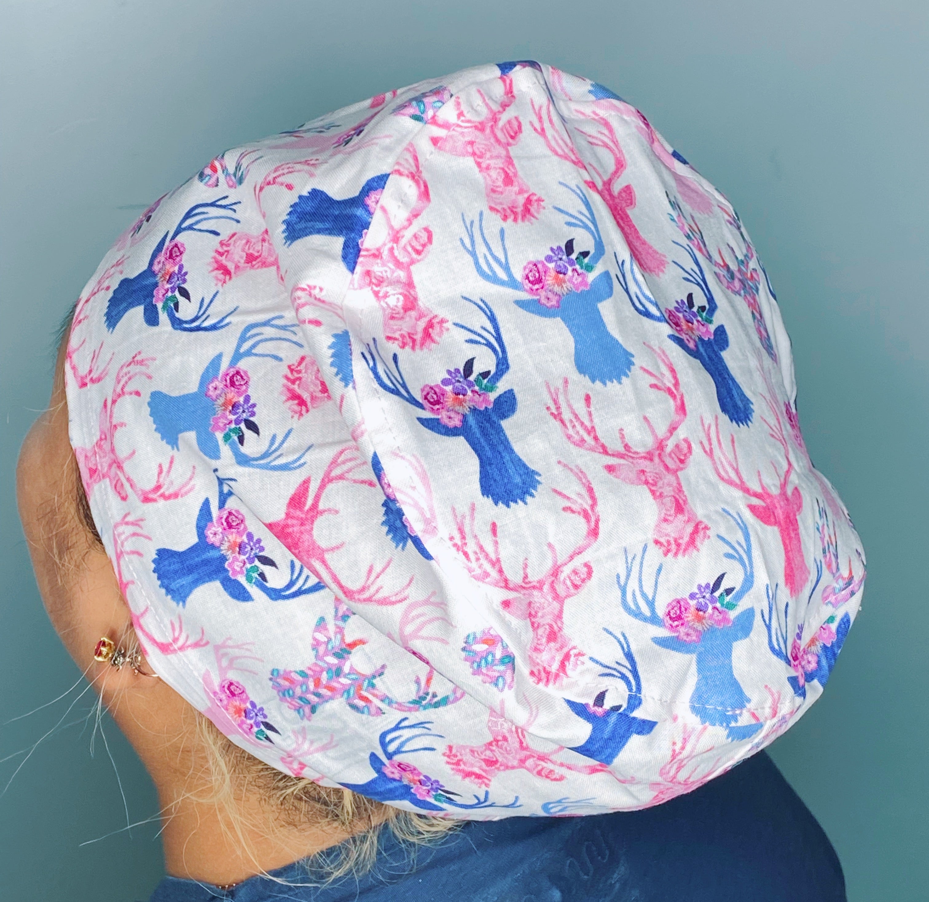 Colorful Flowers Deer Head Design Floral Euro