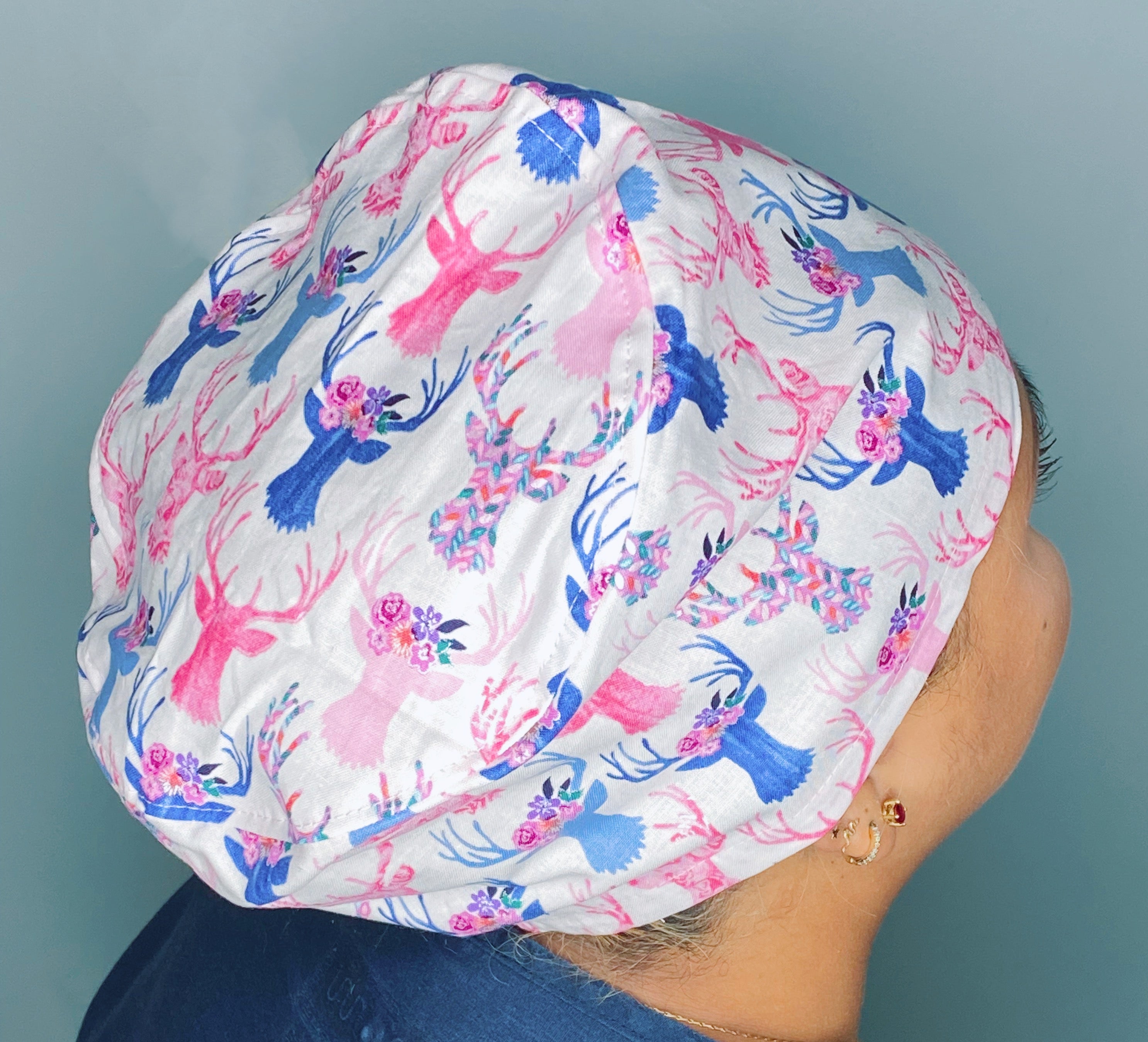 Colorful Flowers Deer Head Design Floral Euro