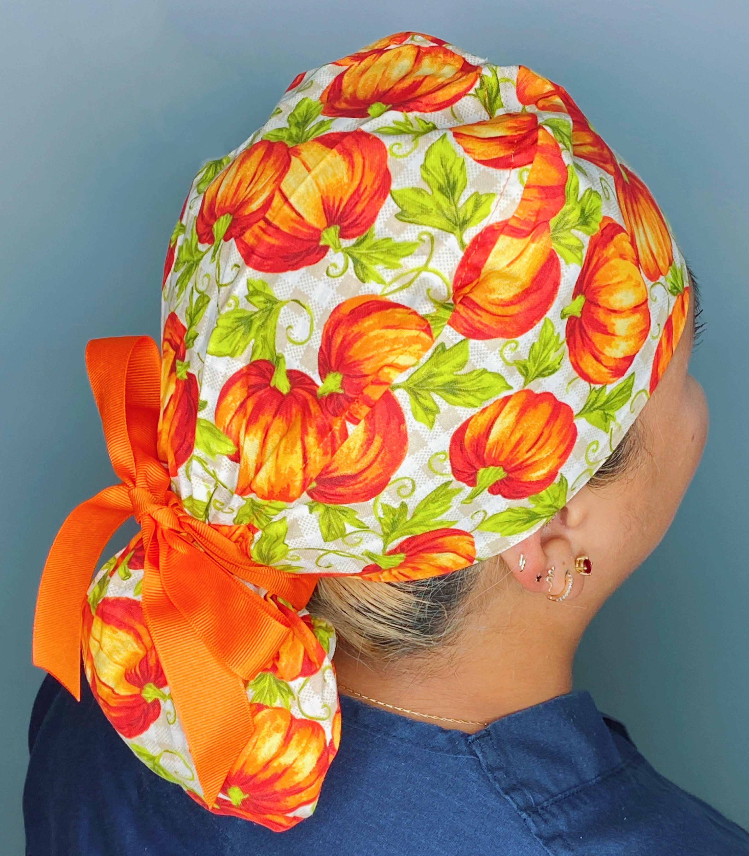 Pumpkins Floral Fall/Thanksgiving Ponytail