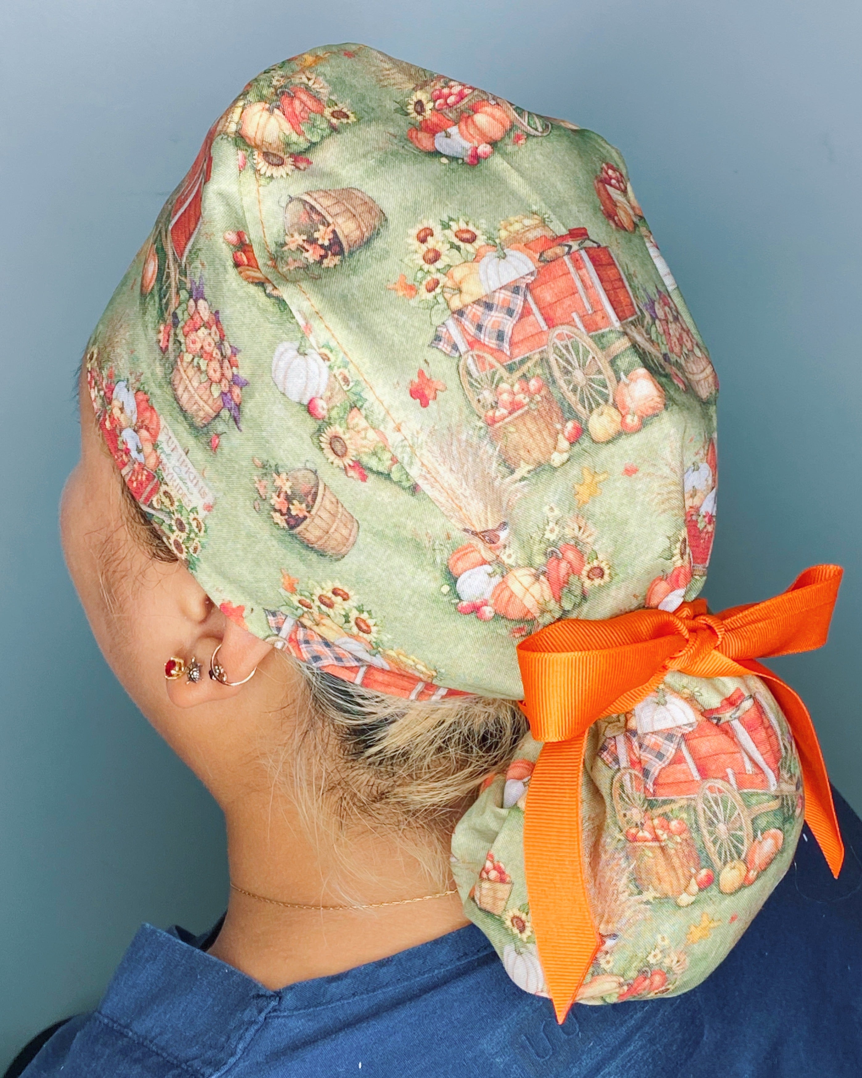 Orange Crate Farm Pumpkin Patch Floral Fall/Thanksgiving Ponytail