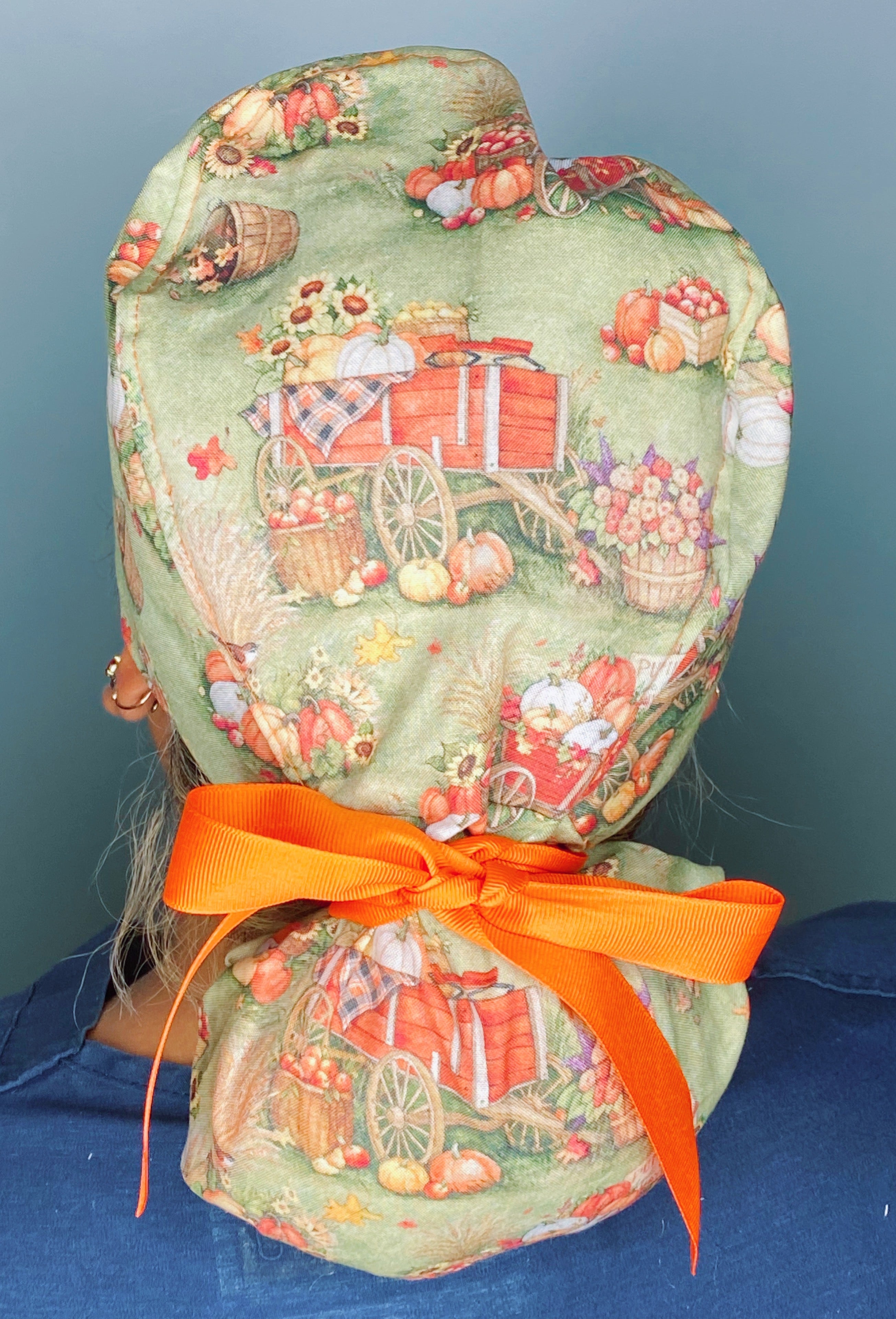 Orange Crate Farm Pumpkin Patch Floral Fall/Thanksgiving Ponytail