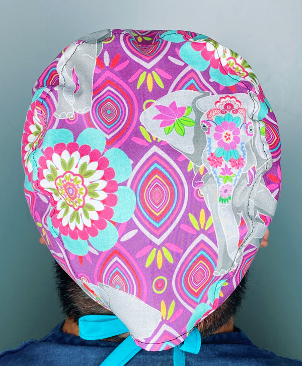 Elephant Mandala Floral Unisex Animal Scrub Cap