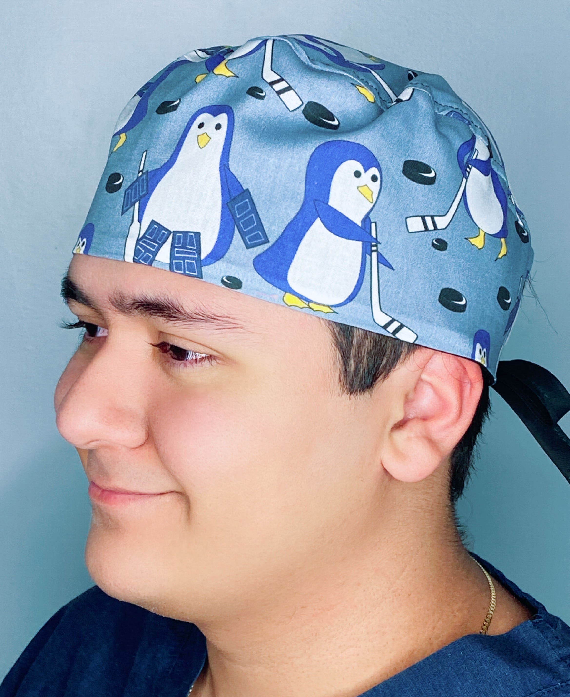 Penguins Playing Hockey Unisex Animal Scrub Cap