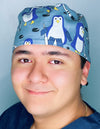 Penguins Playing Hockey Unisex Animal Scrub Cap