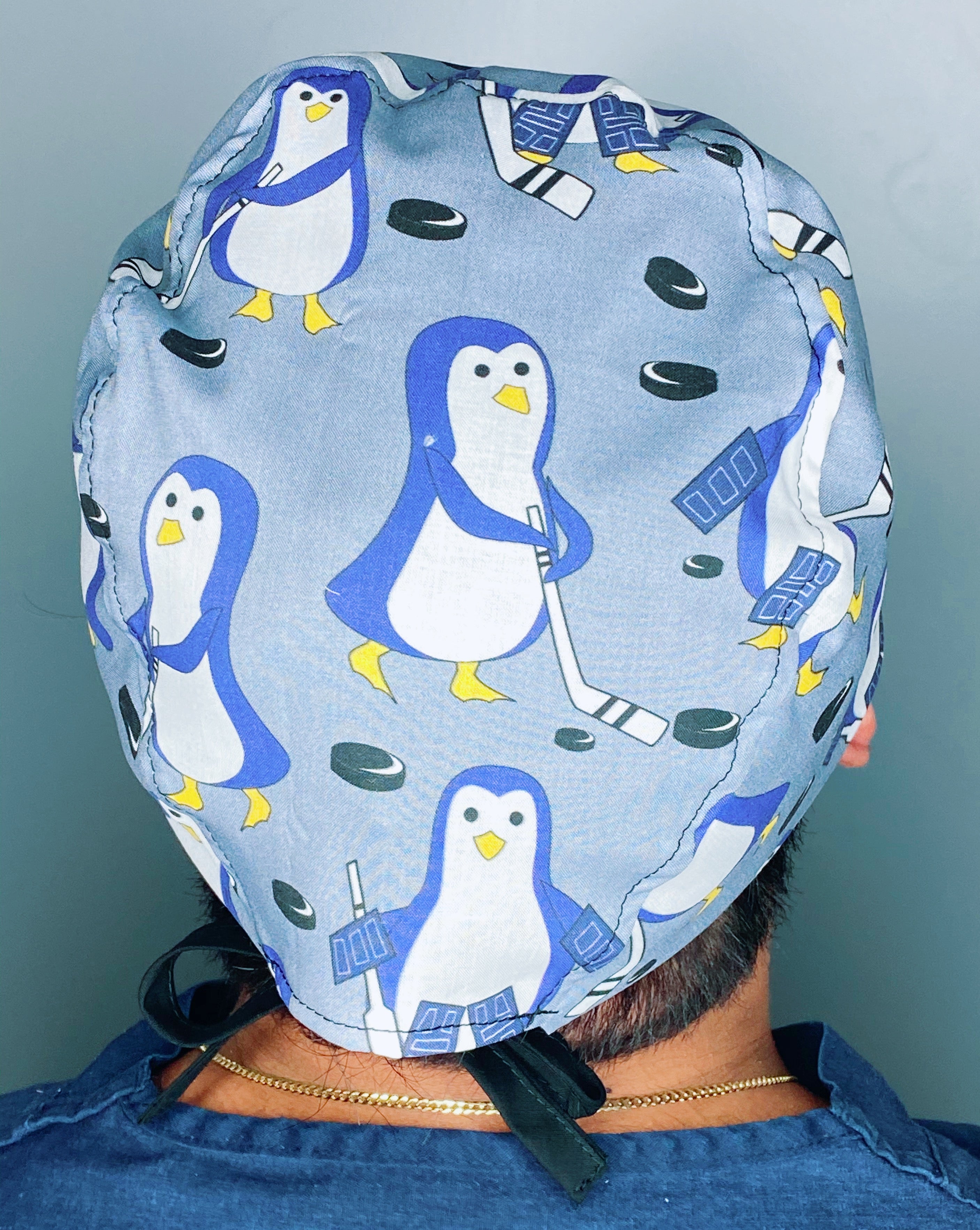 Penguins Playing Hockey Unisex Animal Scrub Cap