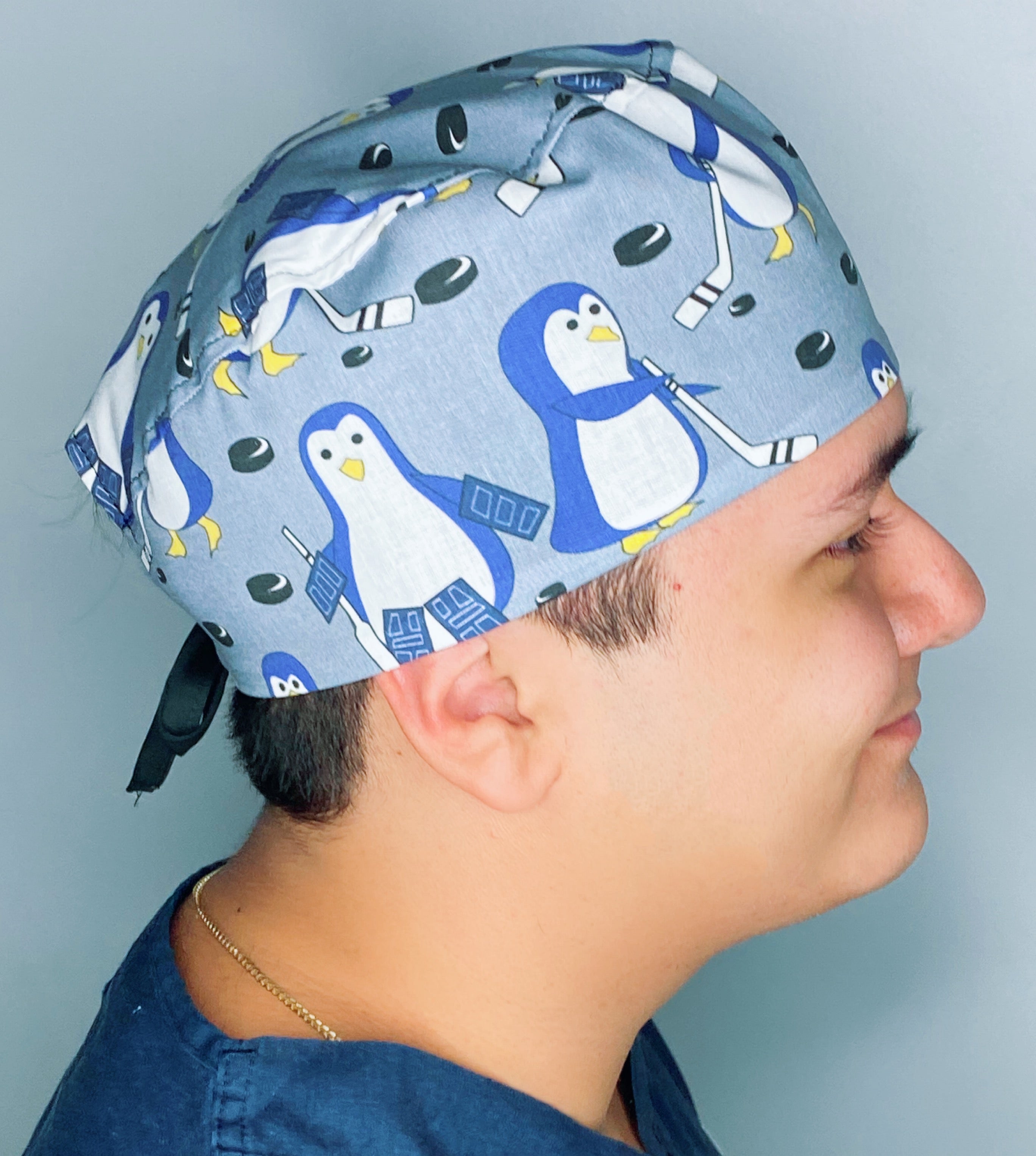 Penguins Playing Hockey Unisex Animal Scrub Cap