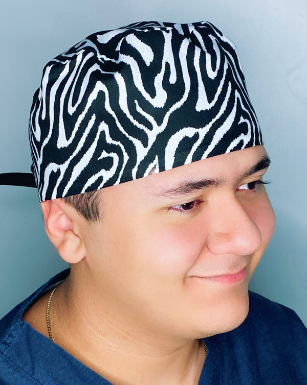 Zebra Print Unisex Animal Scrub Cap