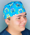 Cute Blue Owls Unisex Animal Scrub Cap