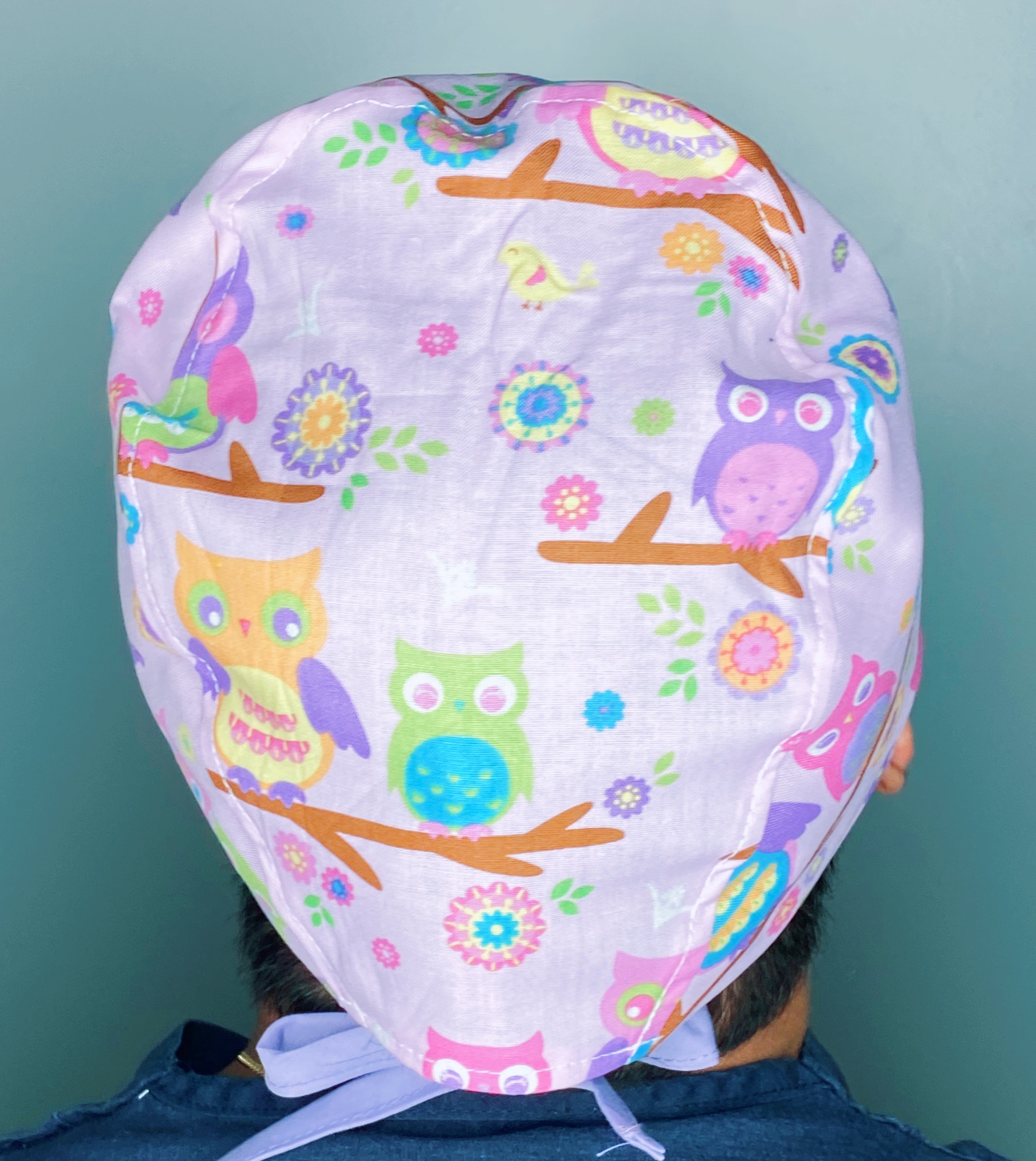 Cute Owls on Lavender Unisex Animal Scrub Cap