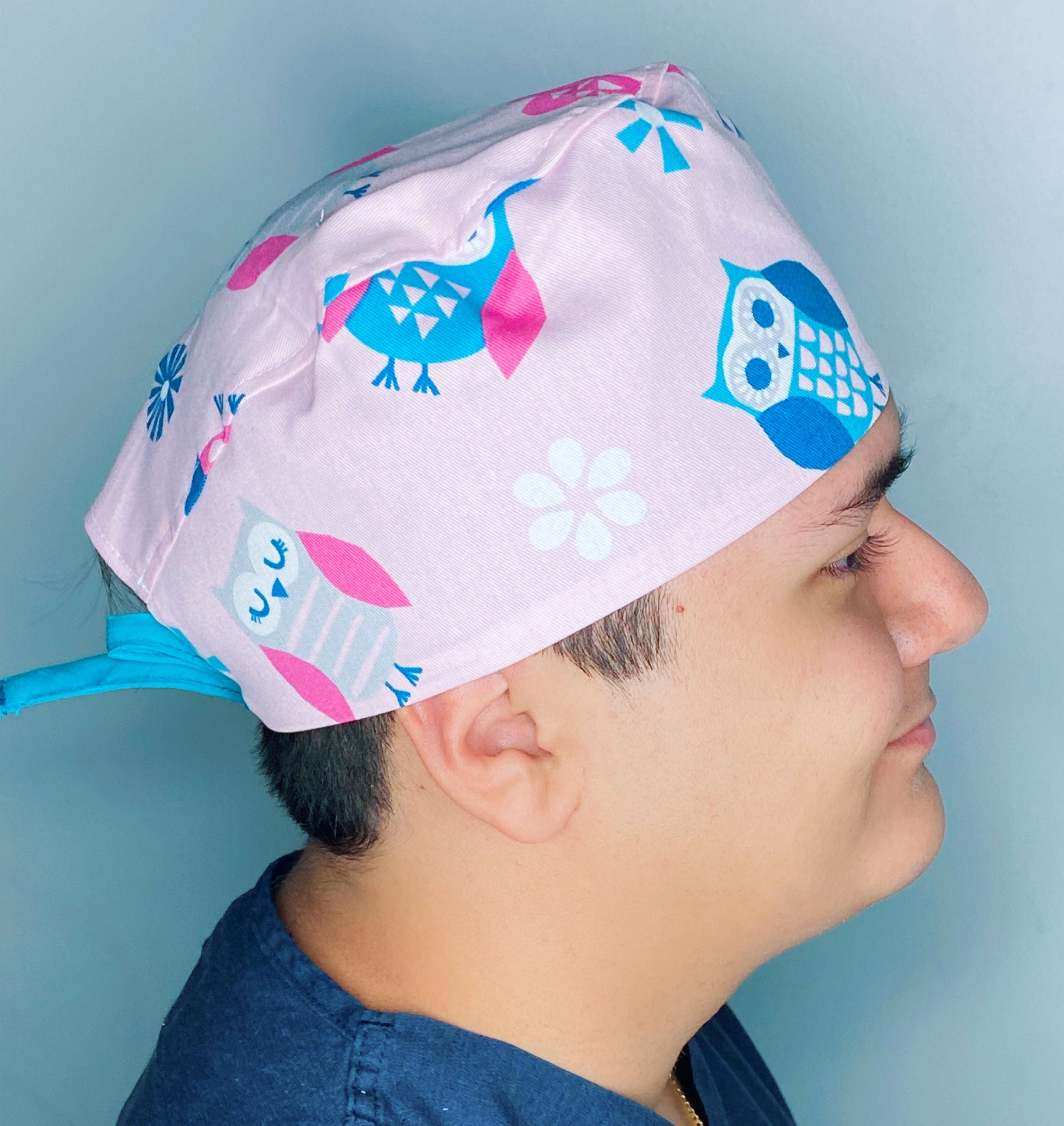 Cute Owls on Light Pink Unisex Animal Scrub Cap