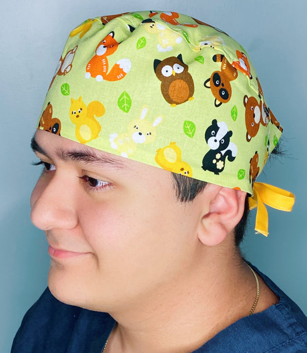 Cute Forest Animals Unisex Animal Scrub Cap