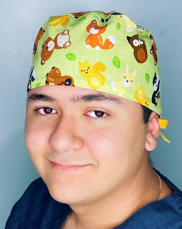 Cute Forest Animals Unisex Animal Scrub Cap