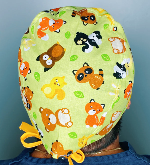 Cute Forest Animals Unisex Animal Scrub Cap