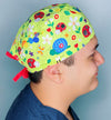 Cute Bugs on Green Unisex Animal Scrub Cap
