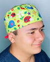Cute Bugs on Green Unisex Animal Scrub Cap