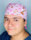 Pups Paws & Bones on Pink Unisex Animal Scrub Cap