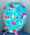 Colorful Birds & Butterflies on Turquoise Unisex Animal Scrub Cap