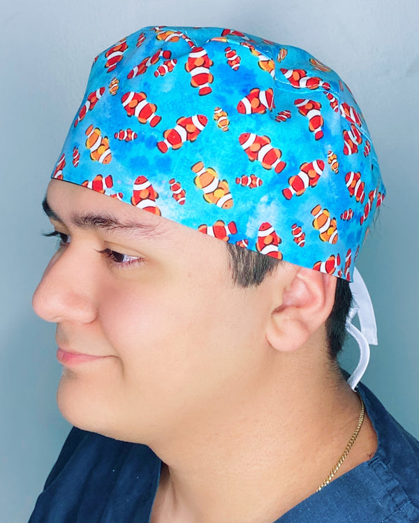 Clown Fish Open Sea Blue Unisex Animal Scrub Cap