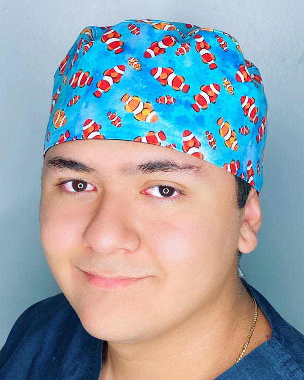 Clown Fish Open Sea Blue Unisex Animal Scrub Cap