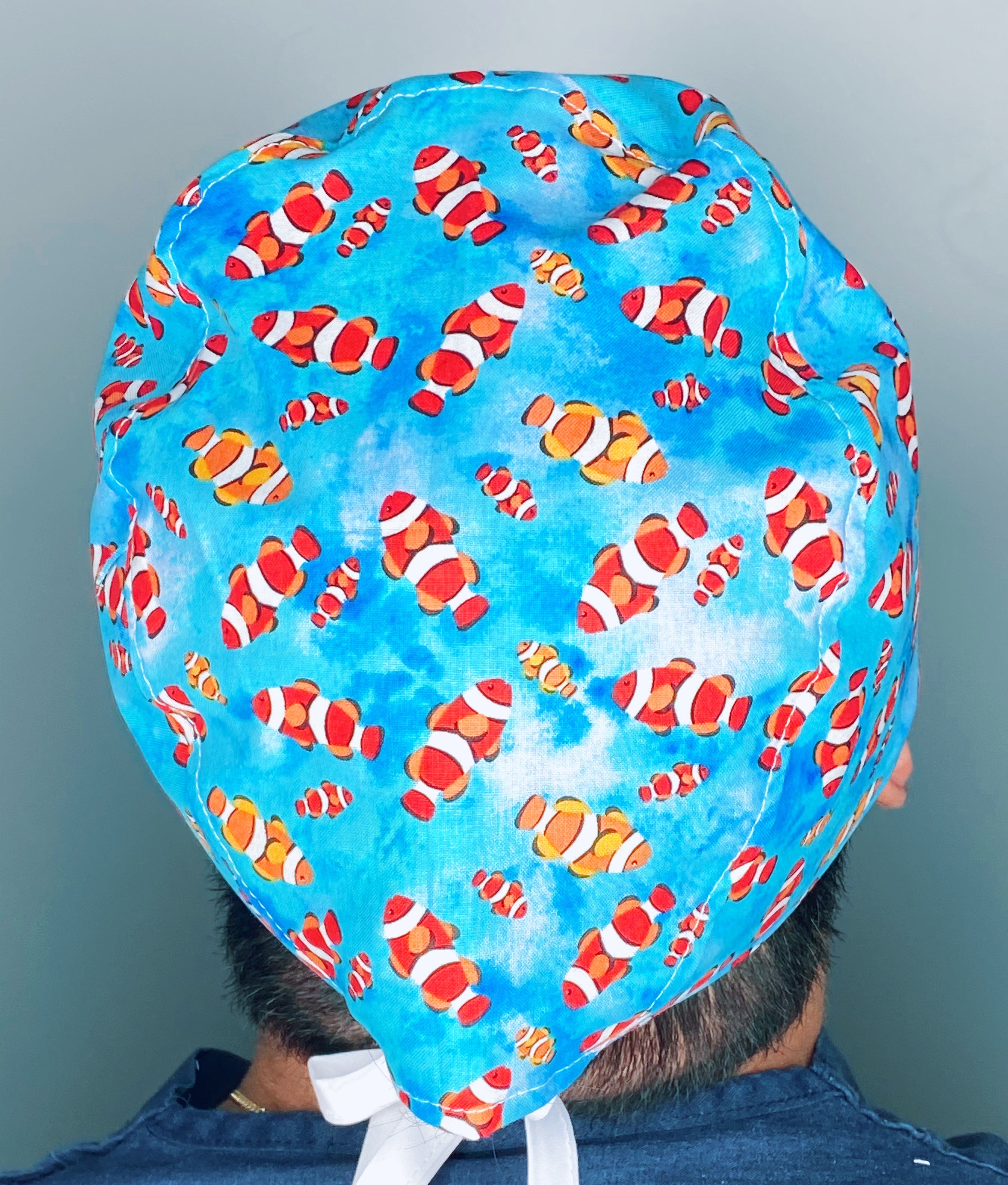 Clown Fish Open Sea Blue Unisex Animal Scrub Cap