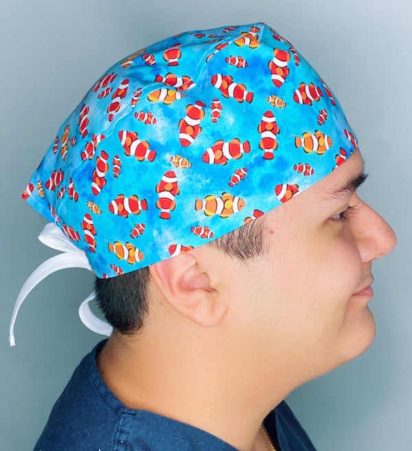 Clown Fish Open Sea Blue Unisex Animal Scrub Cap