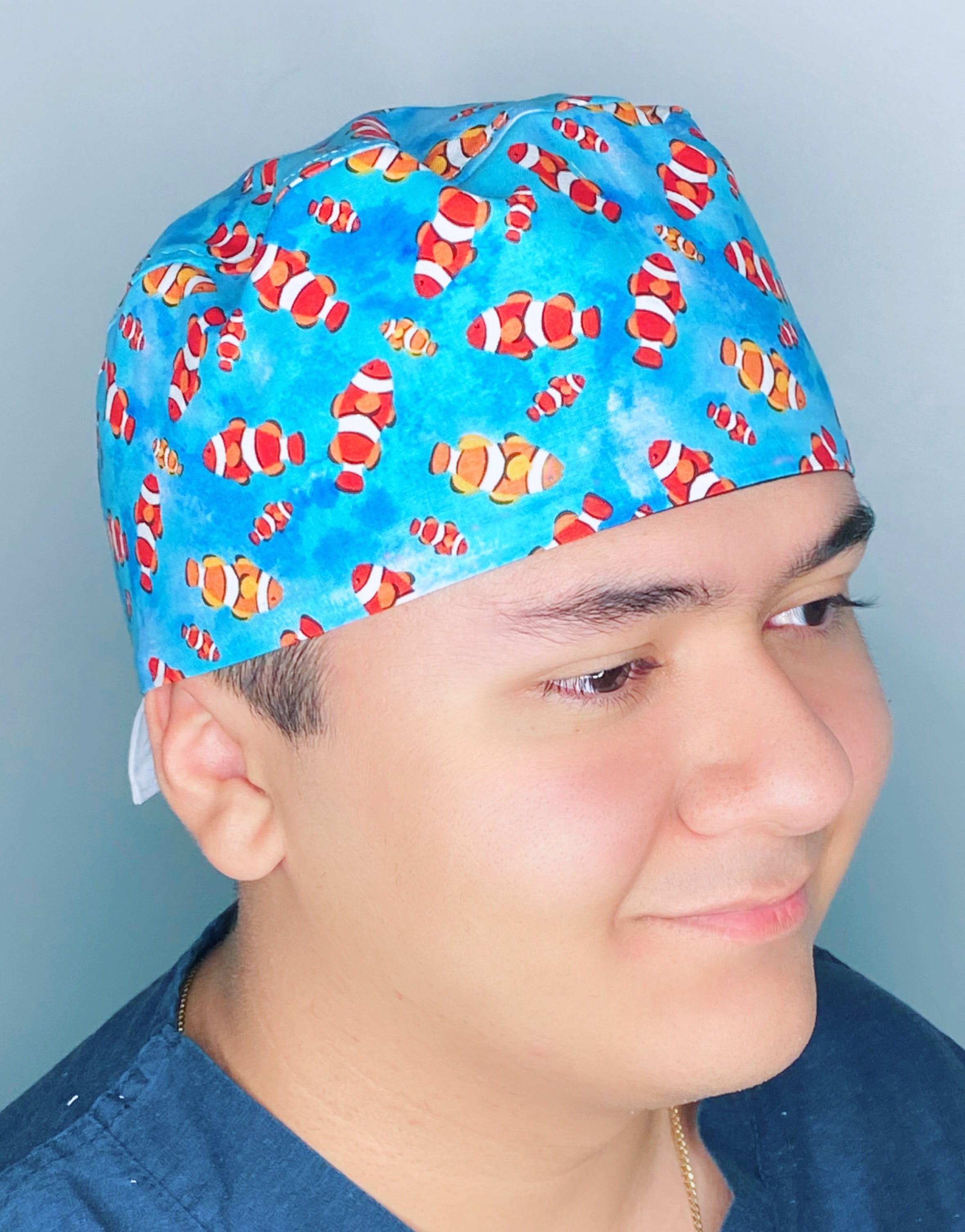 Clown Fish Open Sea Blue Unisex Animal Scrub Cap