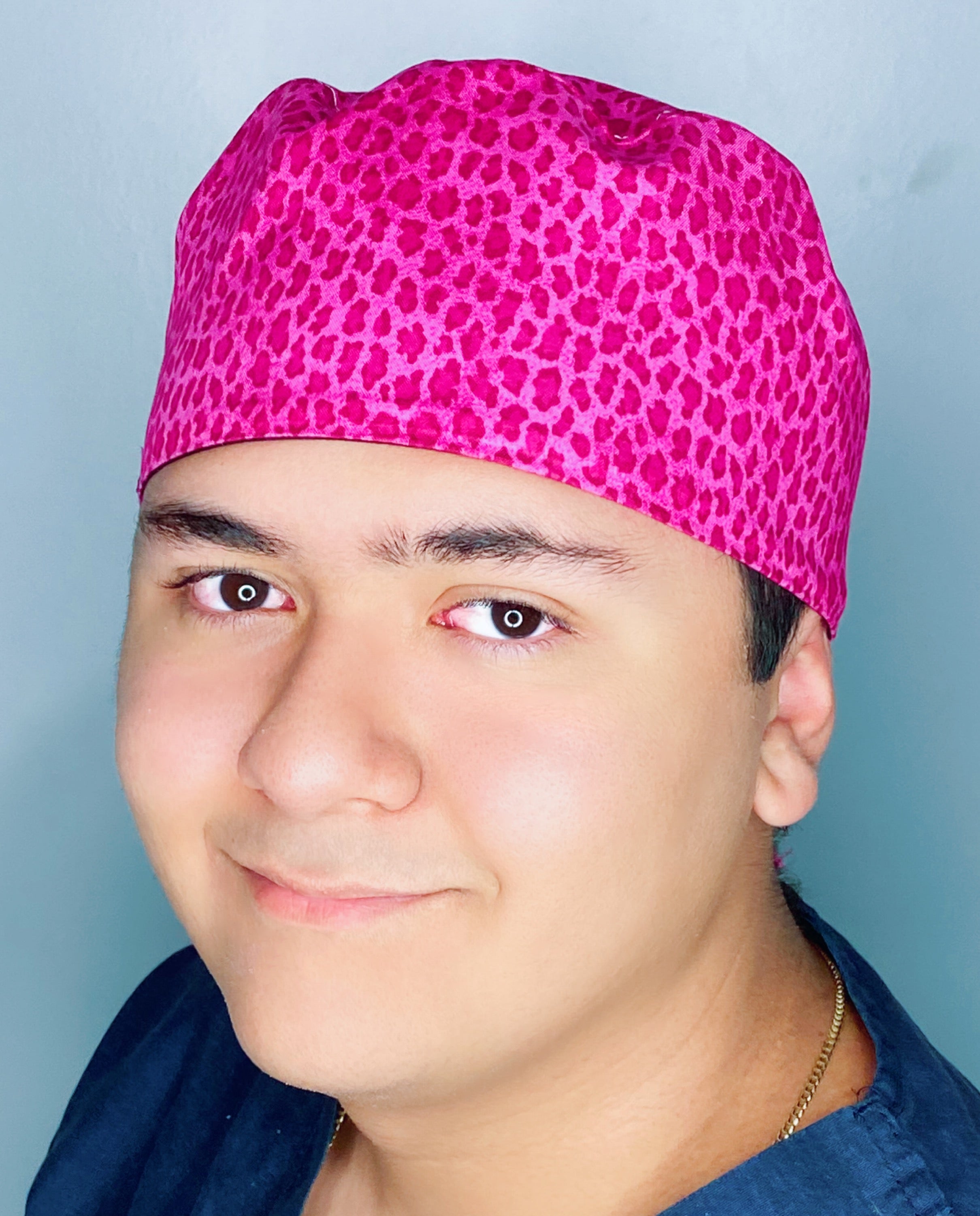 Bright Pink Leopard Print Unisex Animal Scrub Cap