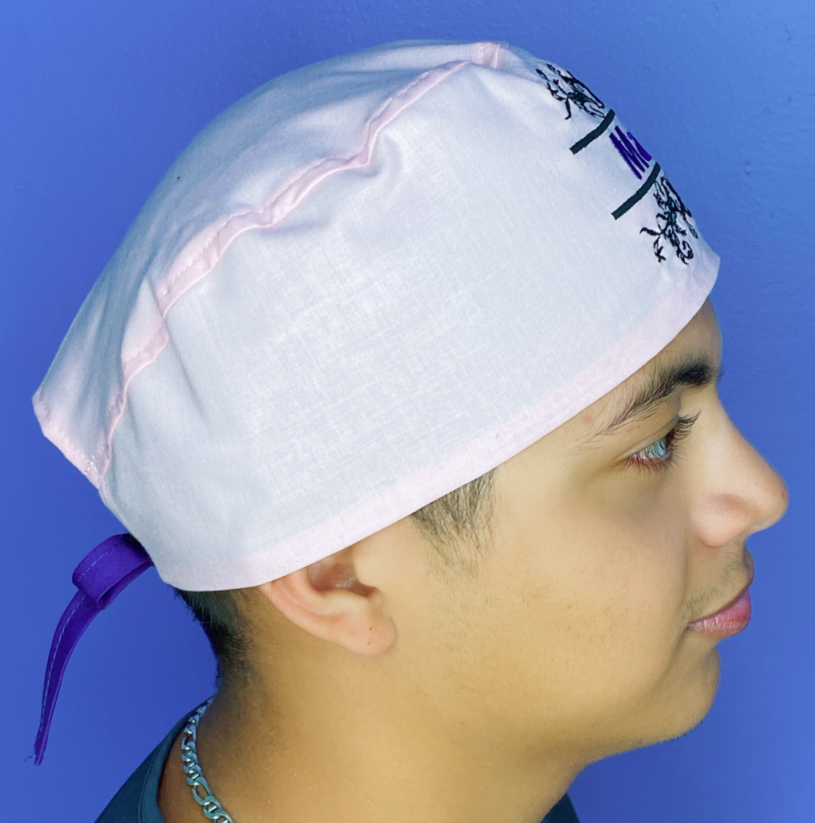 Floral Personalized With Name Embroidered Custom Solid Color Unisex Scrub Cap