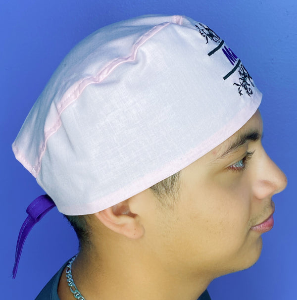 Floral Personalized With Name Embroidered Custom Solid Color Unisex Scrub Cap