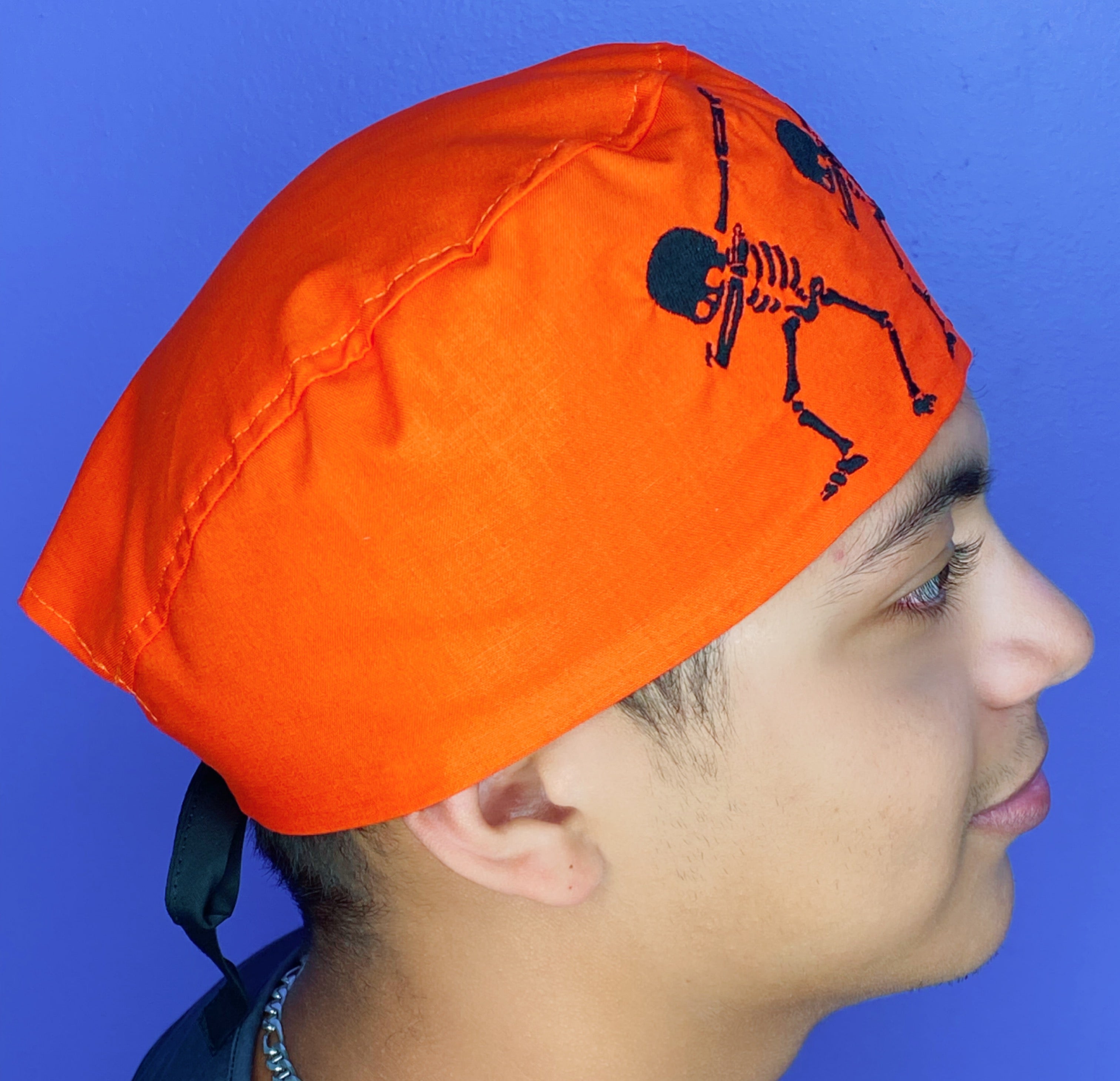 Dabbing Skeleton Halloween Funny Embroidered Custom Solid Color Unisex Scrub Cap