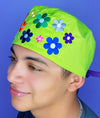 Cute Flowers Embroidered Custom Solid Color Unisex Scrub Cap