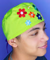 Cute Flowers Embroidered Custom Solid Color Unisex Scrub Cap
