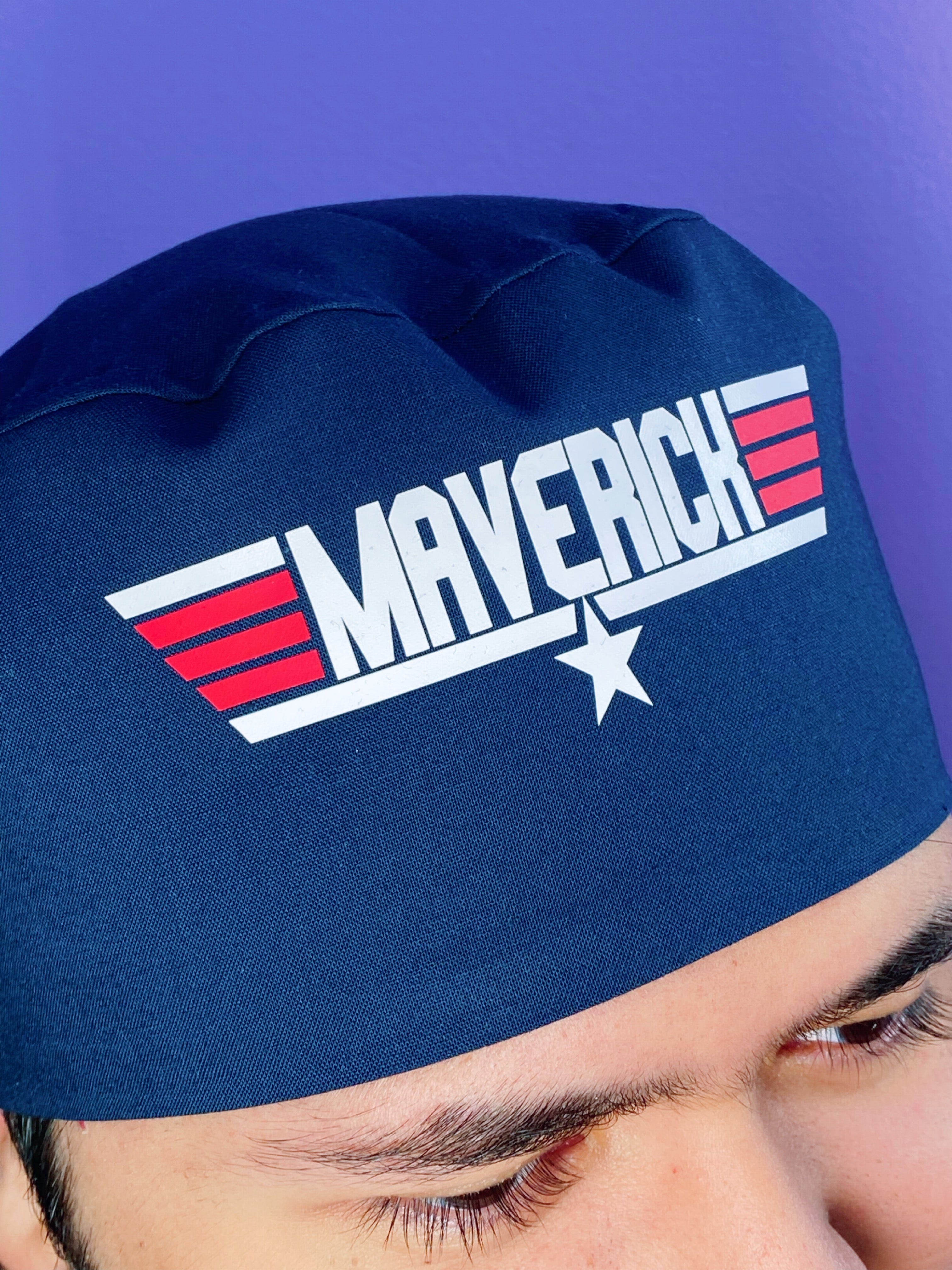 Maverick Goose Rooster Phoenix Top Gun Inspired Helmet Themed Custom Solid Color Unisex Scrub Cap