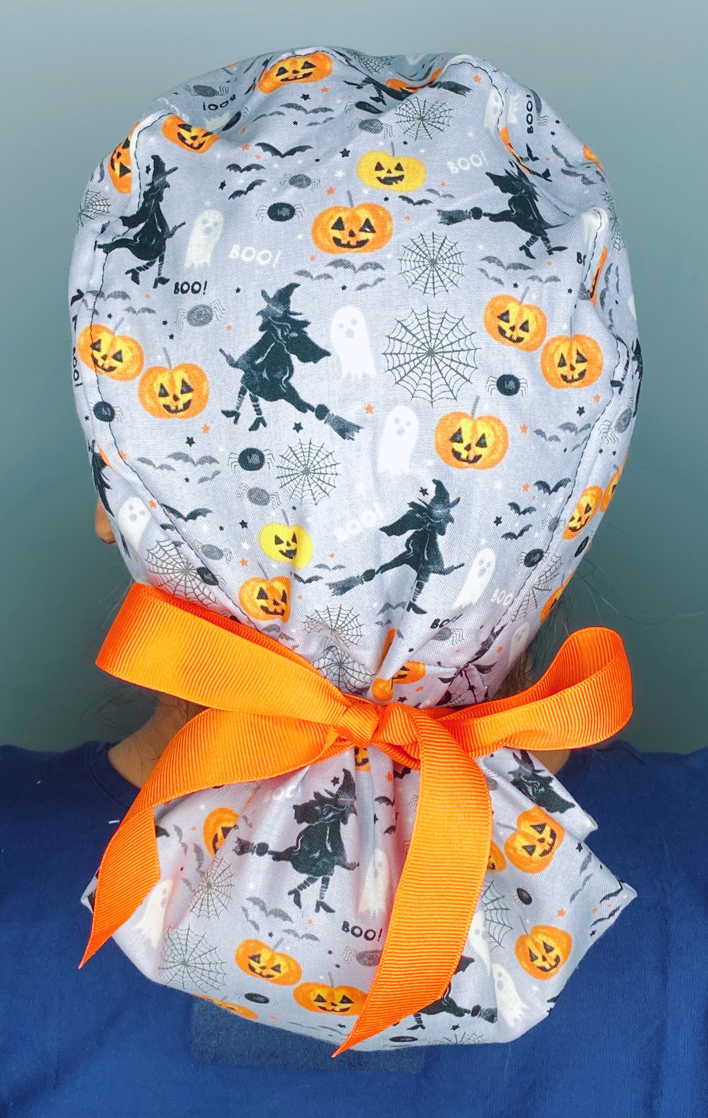 Cute Pumpkins, Witches and Webs Halloween Ponytail