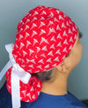 Medical Snake Symbol Caduceus on Red Medical Themed Ponytail