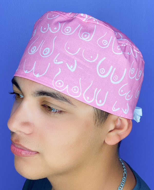 Breast Cancer Awareness Silhouettes on Pink Unisex Awareness Scrub Cap