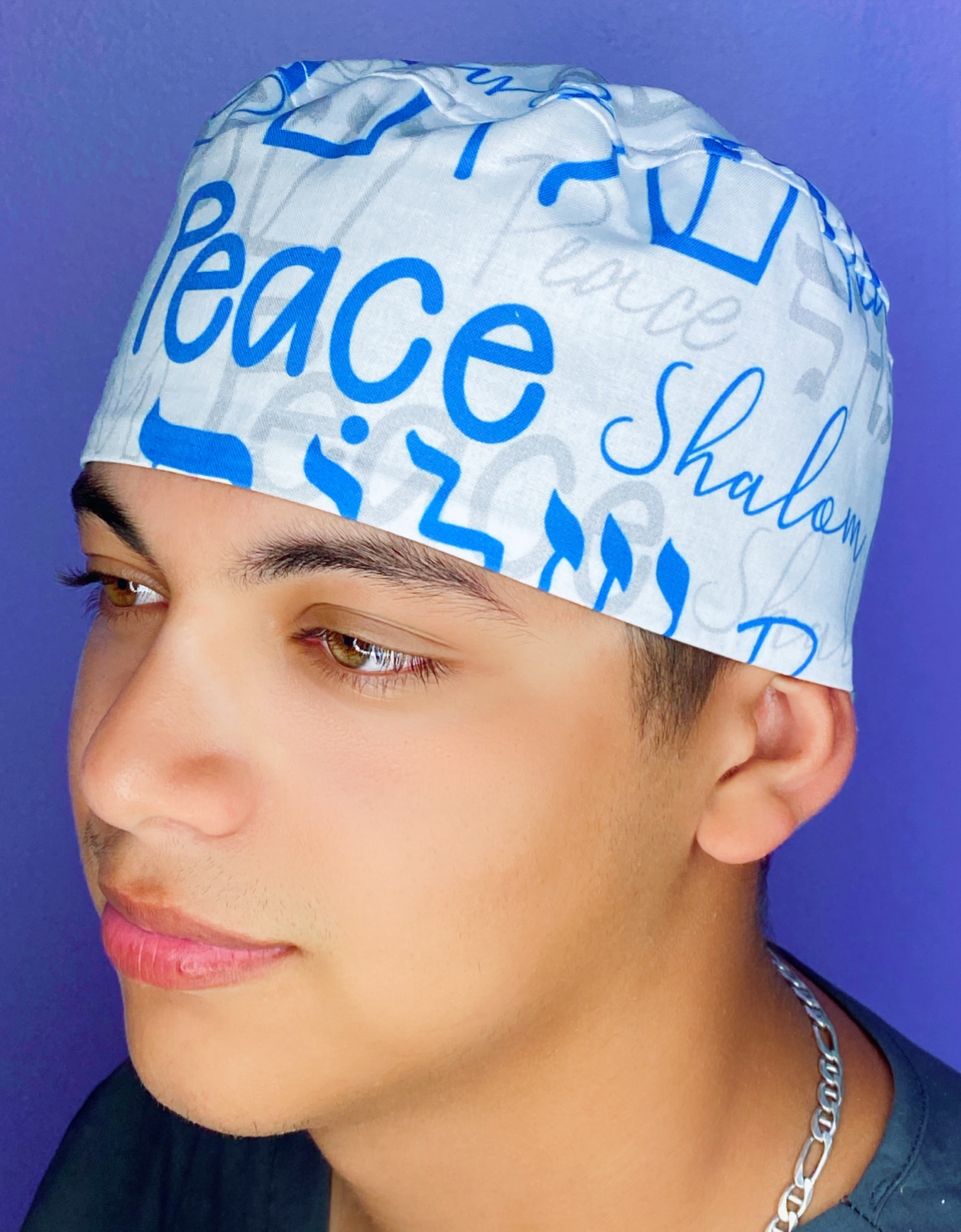 Jewish Holiday Shalom & Peace themed Unisex Holiday Scrub Cap