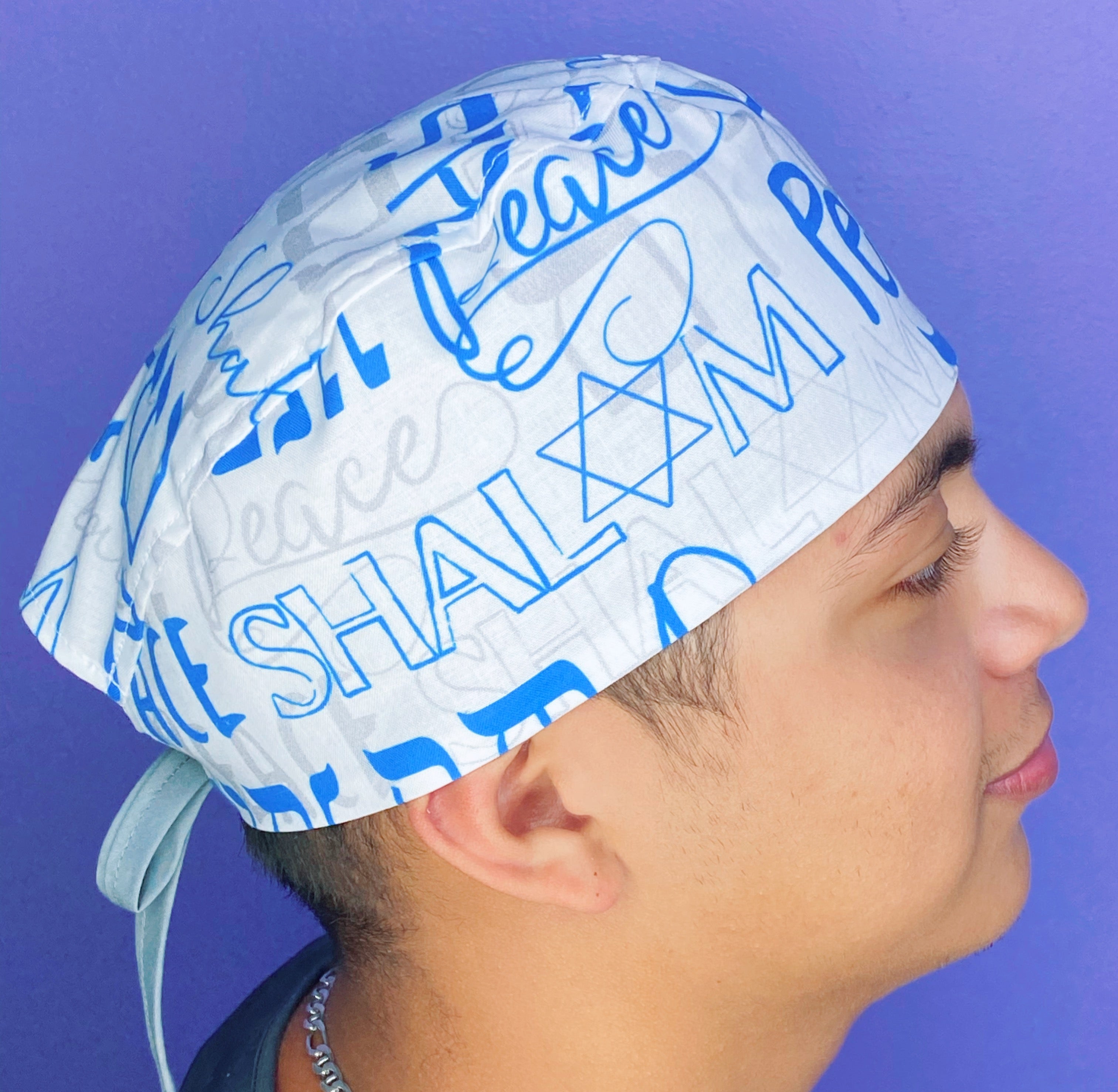 Jewish Holiday Shalom & Peace themed Unisex Holiday Scrub Cap