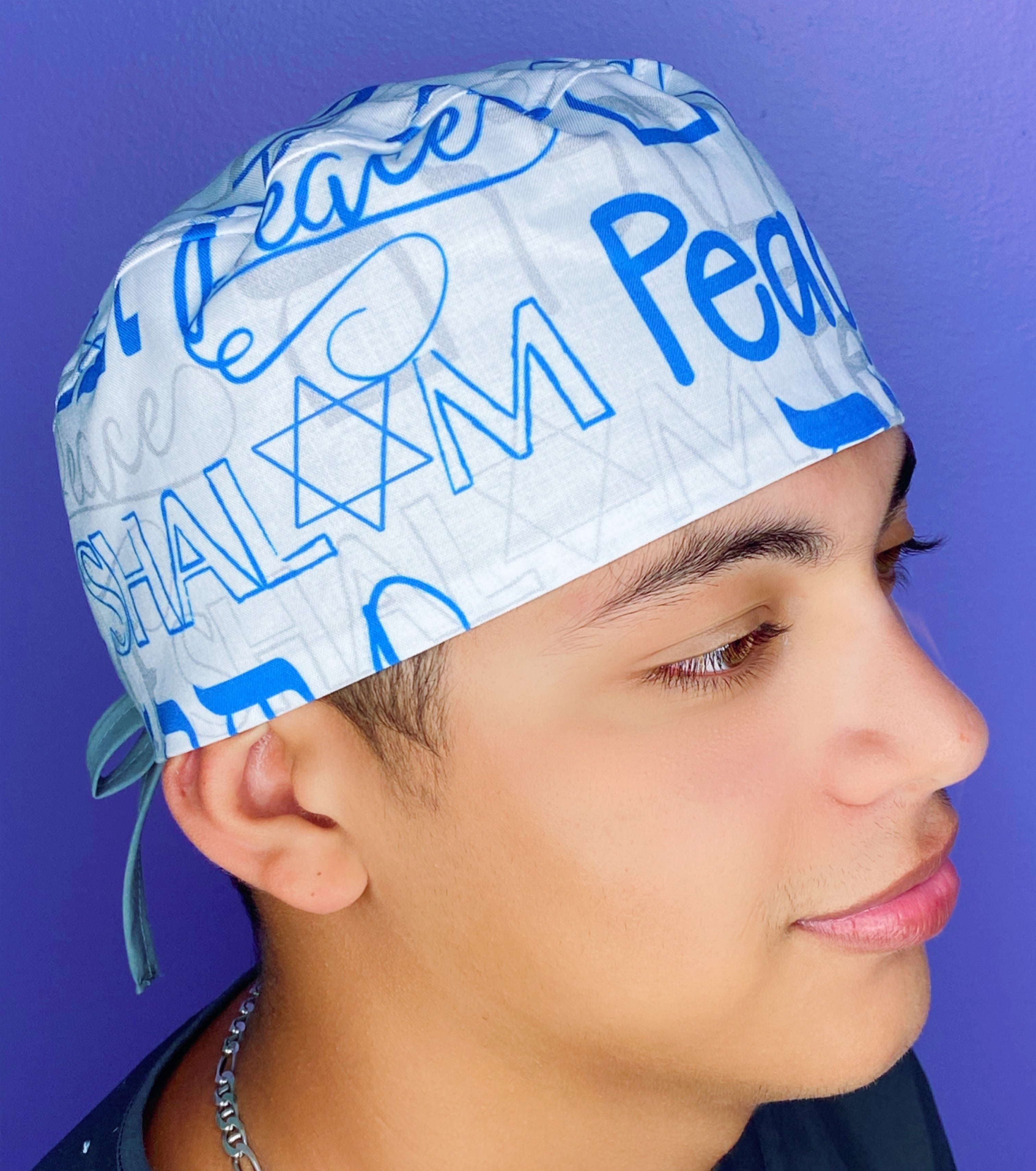 Jewish Holiday Shalom & Peace themed Unisex Holiday Scrub Cap