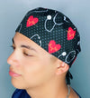 EKG Hearts & Stethoscopes Unisex Medical Theme Scrub Cap