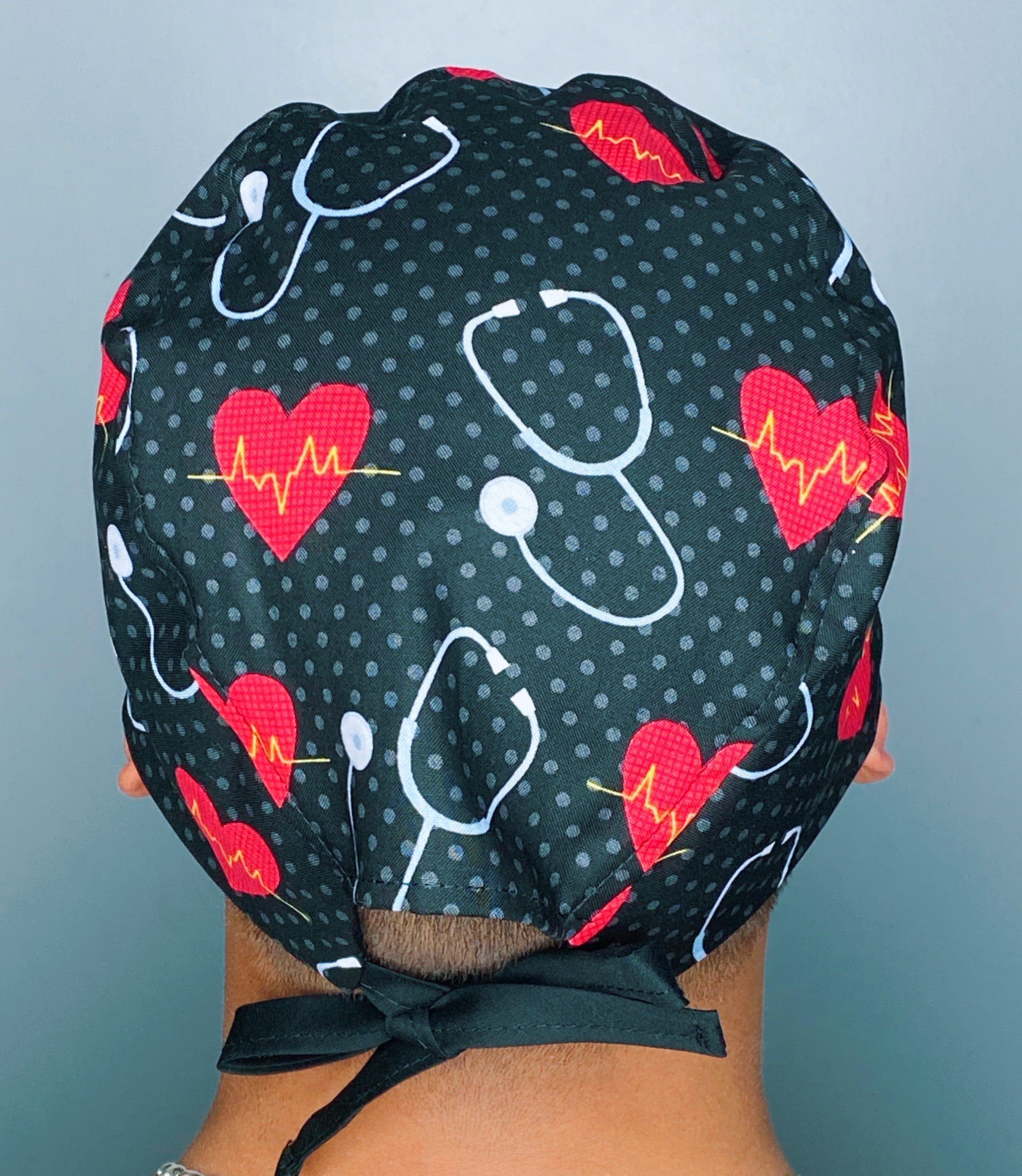 EKG Hearts & Stethoscopes Unisex Medical Theme Scrub Cap