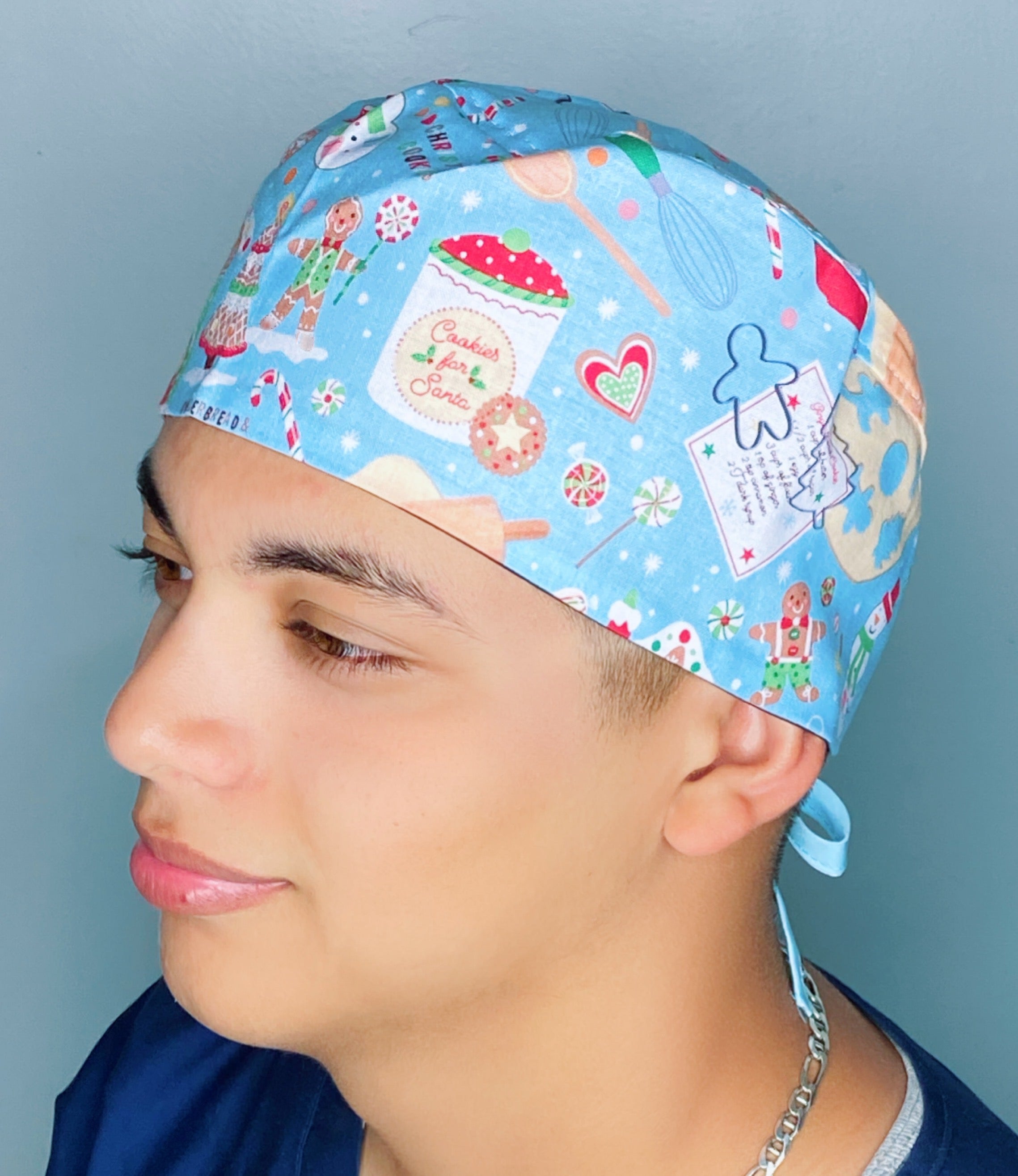 Baking Cookies For Santa Christmas/Winter themed Unisex Holiday Scrub Cap