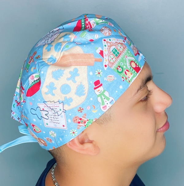 Baking Cookies For Santa Christmas/Winter themed Unisex Holiday Scrub Cap